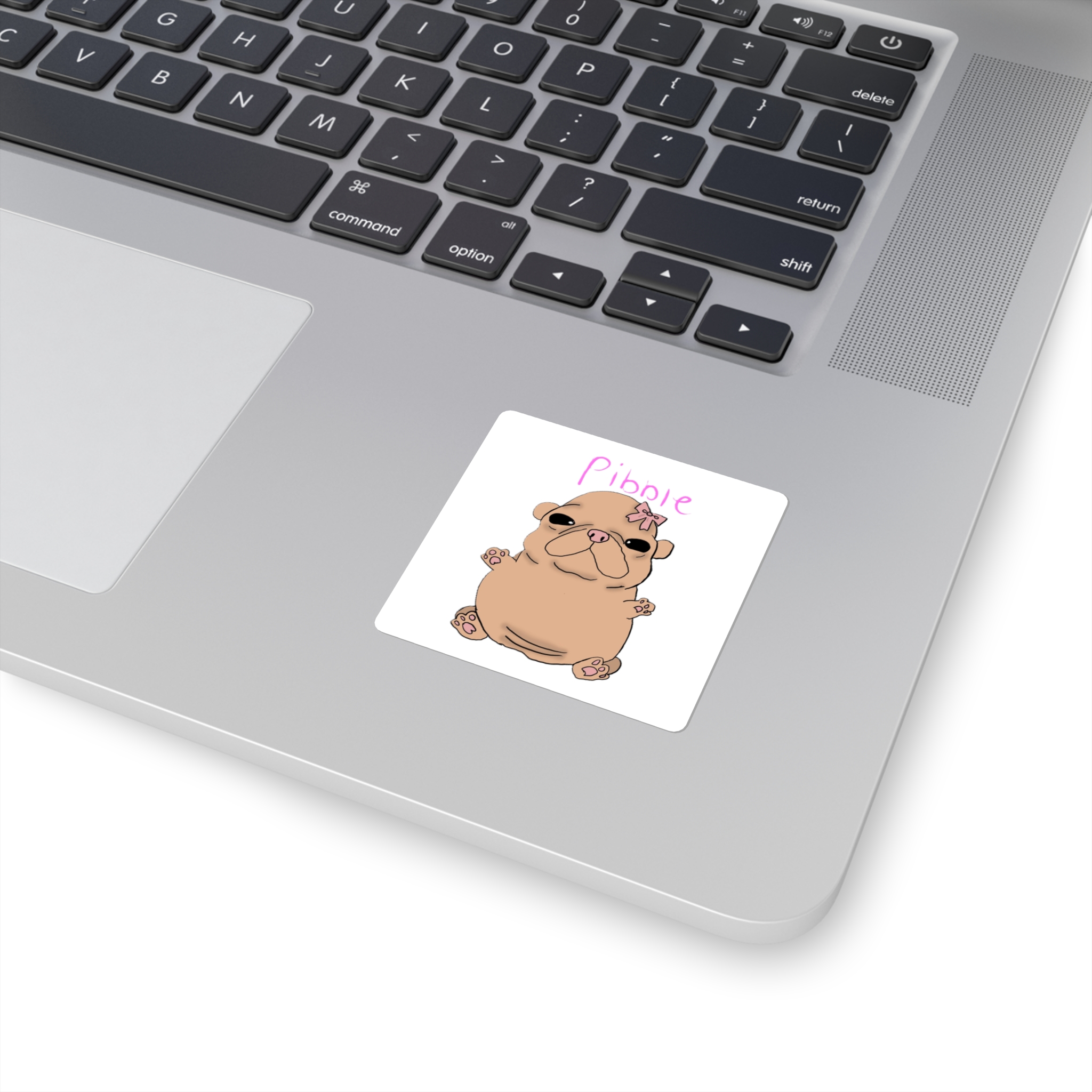 Cute Pibble French Bulldog Square Sticker — Adorable Pibble Design with Bow - Image 2