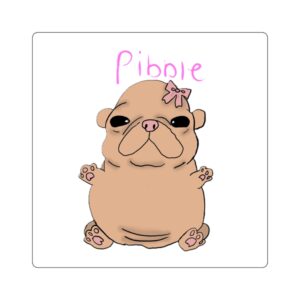 Cute Pibble French Bulldog Square Sticker — Adorable Pibble Design with Bow