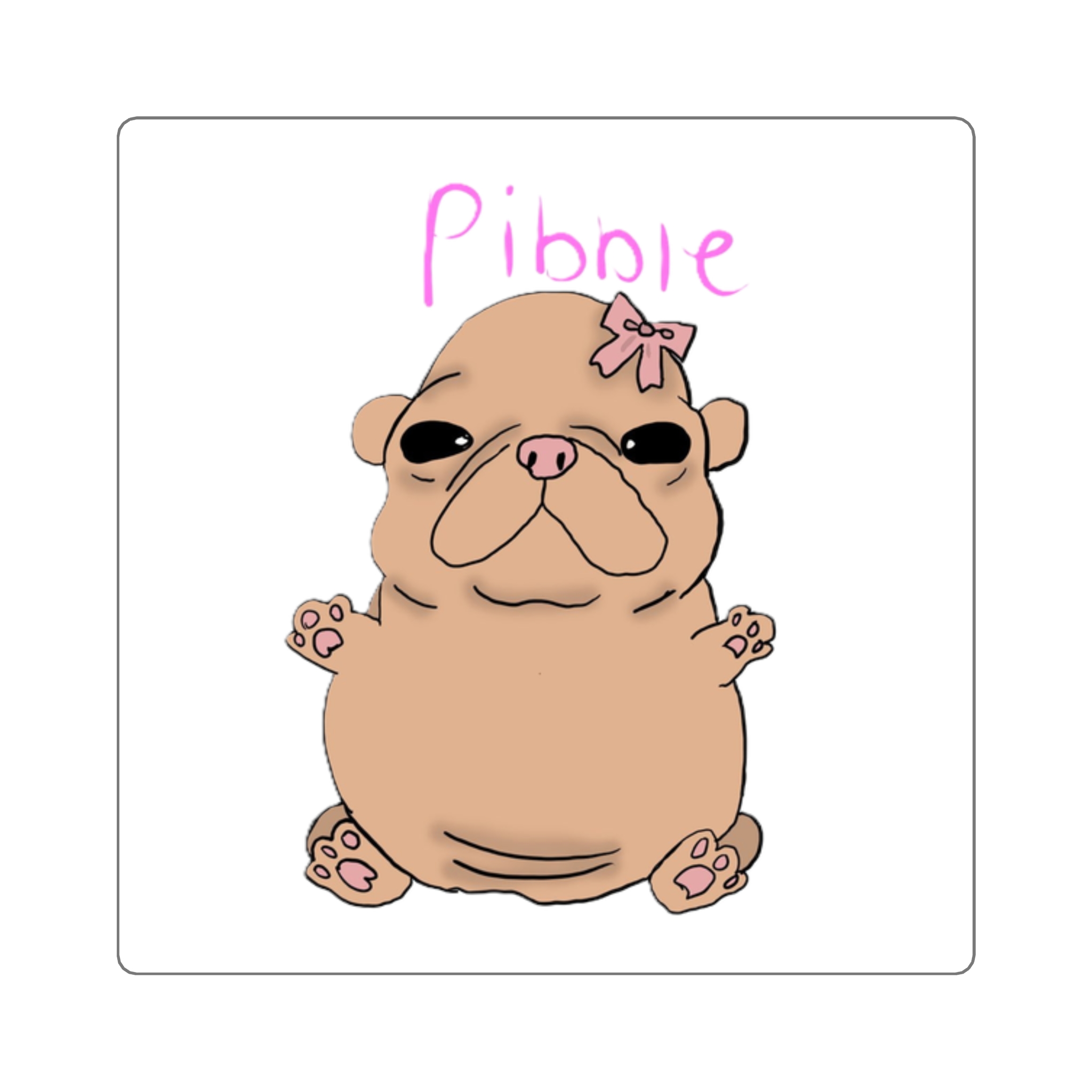 Cute Pibble French Bulldog Square Sticker — Adorable Pibble Design with Bow