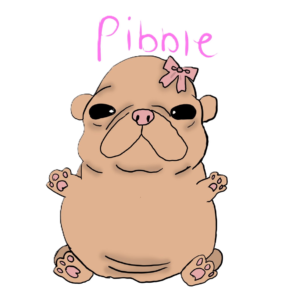 Pibble with a pink bow